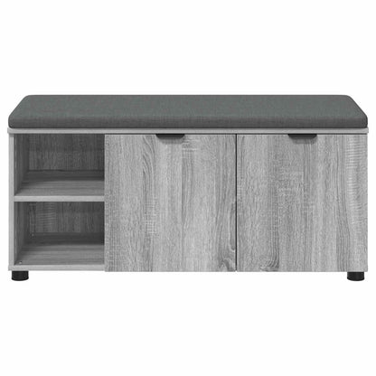 Hall Bench with Cushion with Shelf Grey Sonoma 100 x 38 x 46 cm