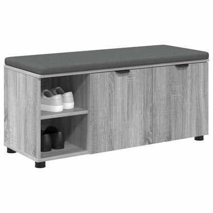 Hall Bench with Cushion with Shelf Grey Sonoma 100 x 38 x 46 cm