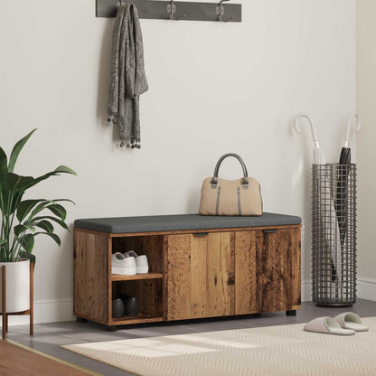 Hall Bench Old Wood 100 x 38 x 46 cm Engineered Wood and Fabric