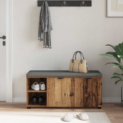 Hall Bench Old Wood 100 x 38 x 46 cm Engineered Wood and Fabric