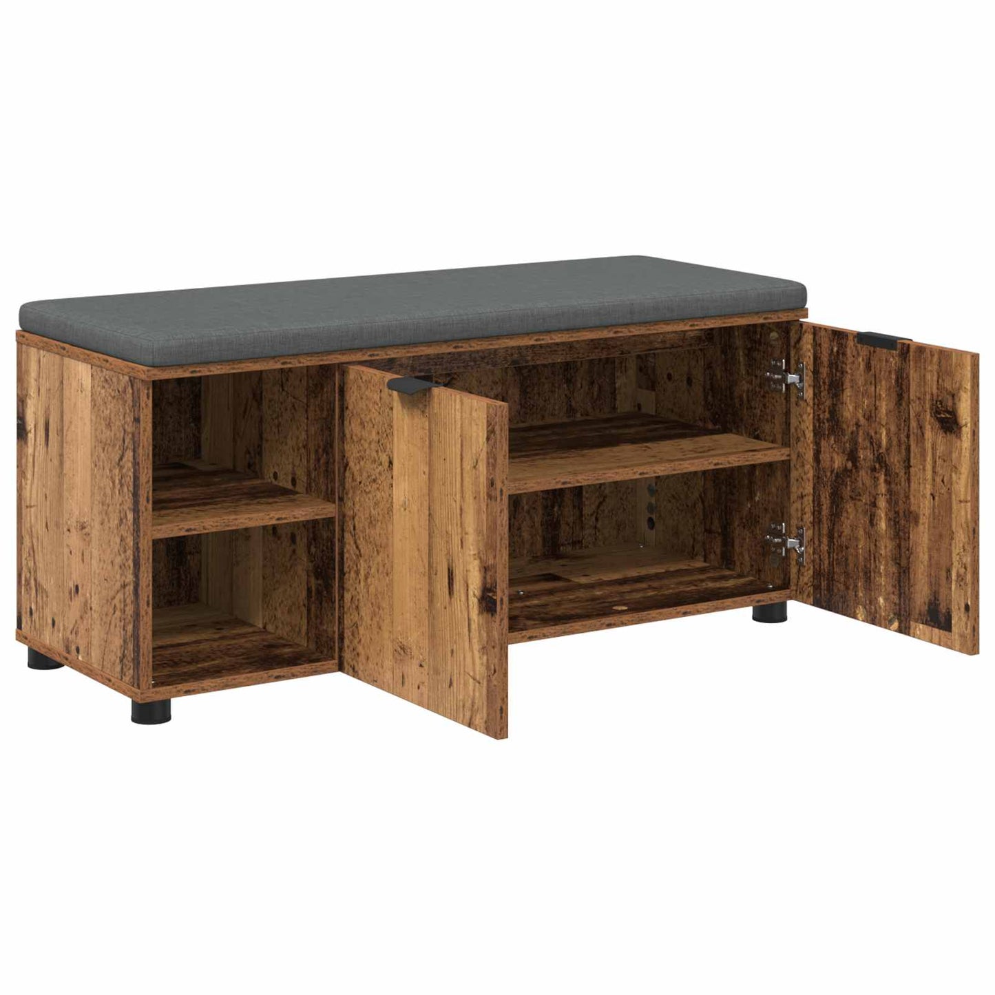 Hall Bench Old Wood 100 x 38 x 46 cm Engineered Wood and Fabric