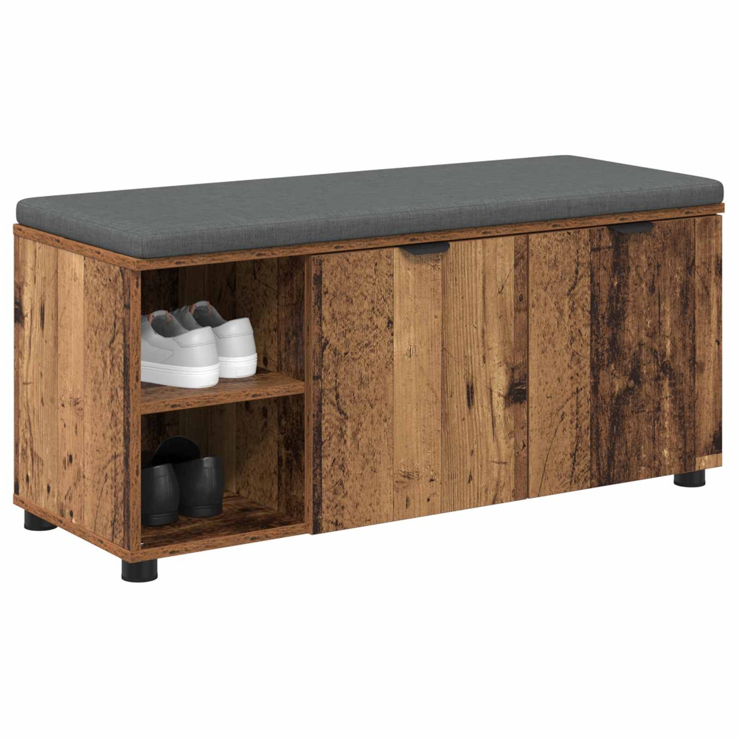 Hall Bench Old Wood 100 x 38 x 46 cm Engineered Wood and Fabric