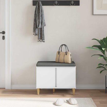 Hall Bench White 60 x 38 x 46 cm Engineered Wood and Fabric