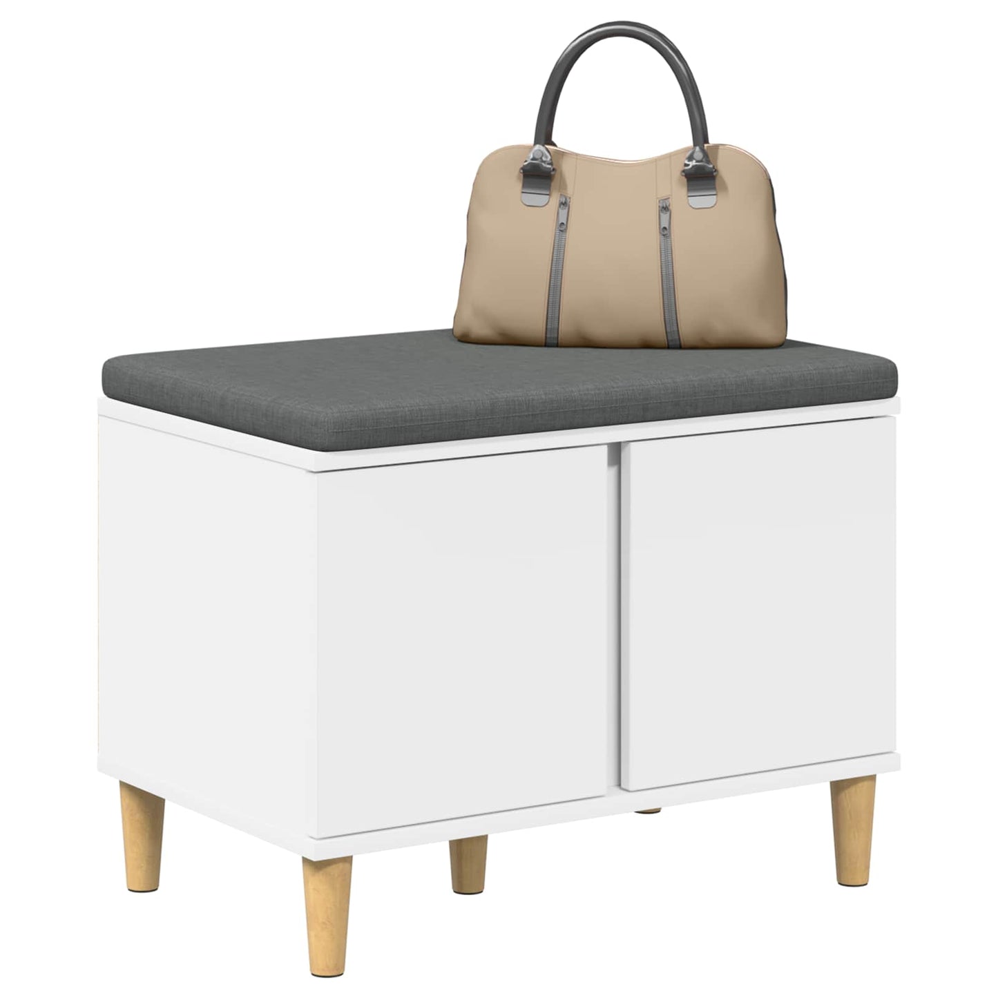 Hall Bench White 60 x 38 x 46 cm Engineered Wood and Fabric