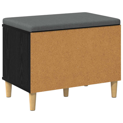Hall Bench Black Oak 60 x 38 x 46 cm Engineered Wood and Fabric