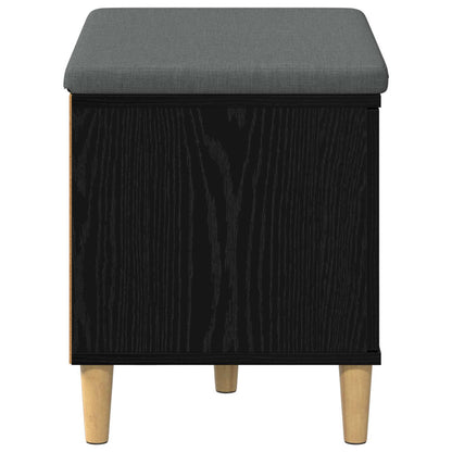 Hall Bench Black Oak 60 x 38 x 46 cm Engineered Wood and Fabric