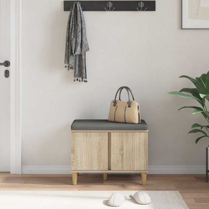 Hall Bench with Cushion with Storage Sonoma Oak 60 x 38 x 46 cm