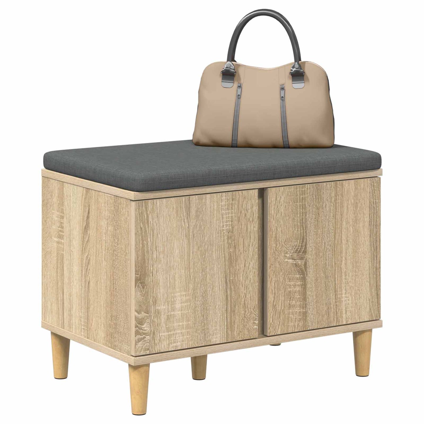 Hall Bench with Cushion with Storage Sonoma Oak 60 x 38 x 46 cm