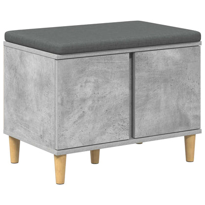 Hall Bench with Cushion with Door Concrete Grey 60 x 38 x 46 cm