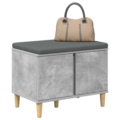 Hall Bench with Cushion with Door Concrete Grey 60 x 38 x 46 cm