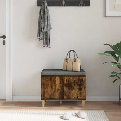 Hall Bench with Cushion with Storage Smoked Oak 60 x 38 x 46 cm