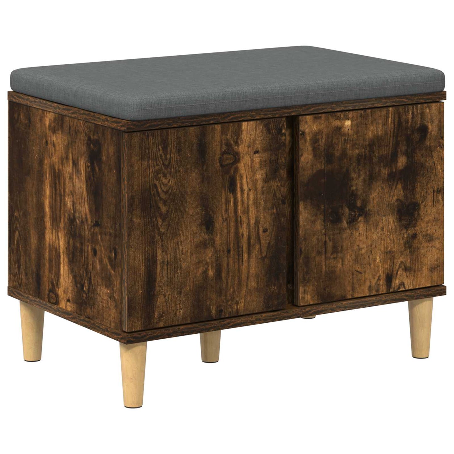 Hall Bench with Cushion with Storage Smoked Oak 60 x 38 x 46 cm