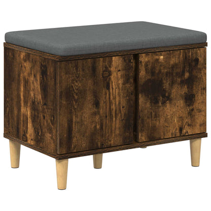 Hall Bench with Cushion with Storage Smoked Oak 60 x 38 x 46 cm