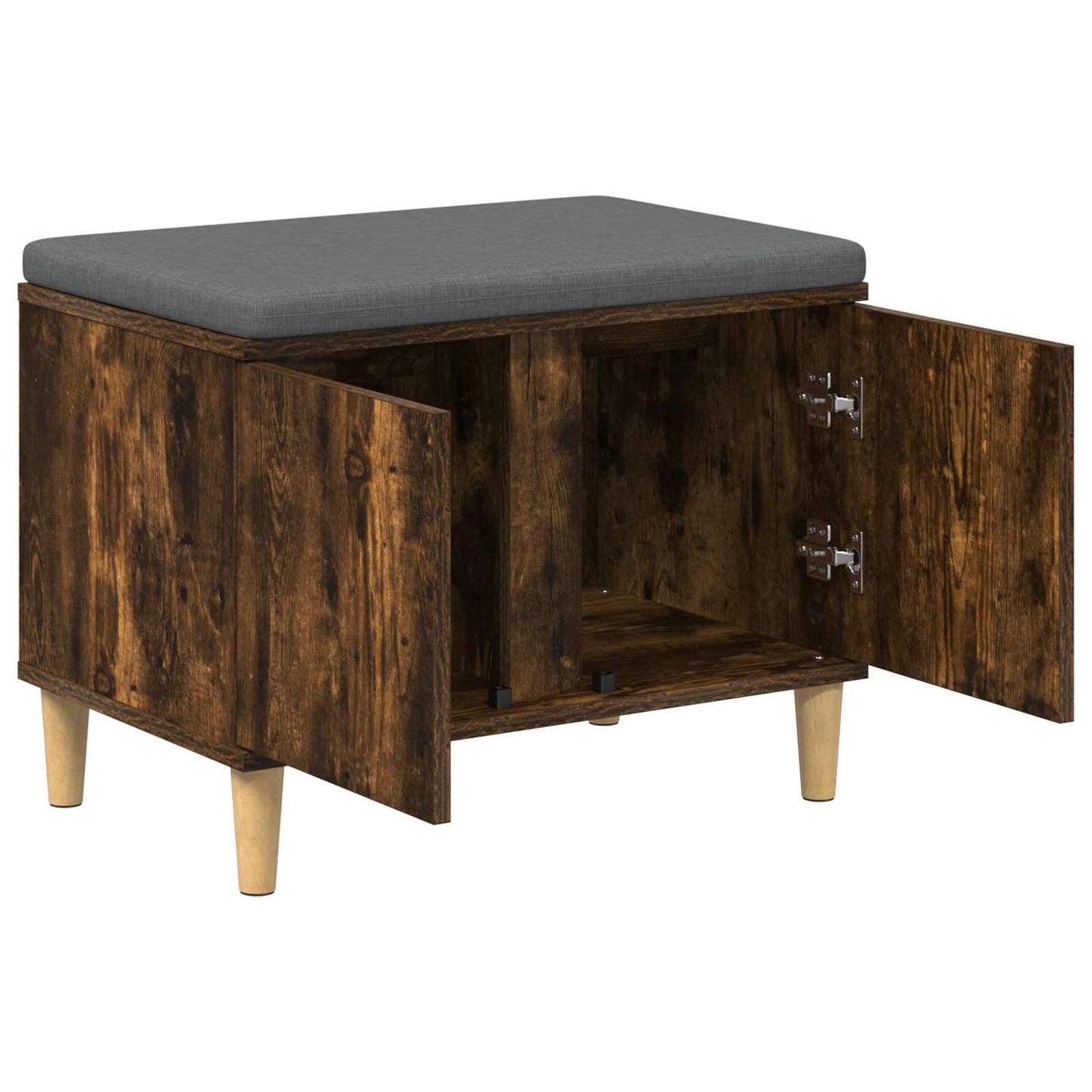 Hall Bench with Cushion with Storage Smoked Oak 60 x 38 x 46 cm