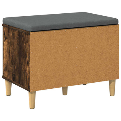 Hall Bench with Cushion with Storage Smoked Oak 60 x 38 x 46 cm