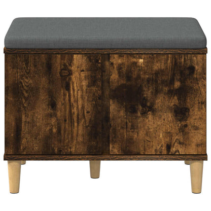Hall Bench with Cushion with Storage Smoked Oak 60 x 38 x 46 cm