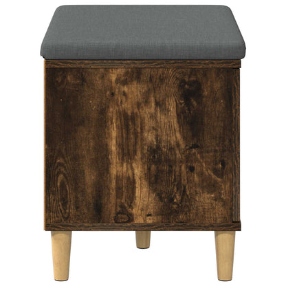 Hall Bench with Cushion with Storage Smoked Oak 60 x 38 x 46 cm