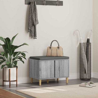 Hall Bench with Cushion with Door Grey Sonoma 60 x 38 x 46 cm