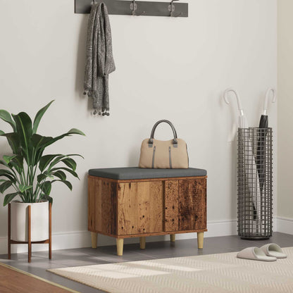 Hall Bench Old Wood 60 x 38 x 46 cm Engineered Wood and Fabric