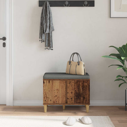 Hall Bench Old Wood 60 x 38 x 46 cm Engineered Wood and Fabric