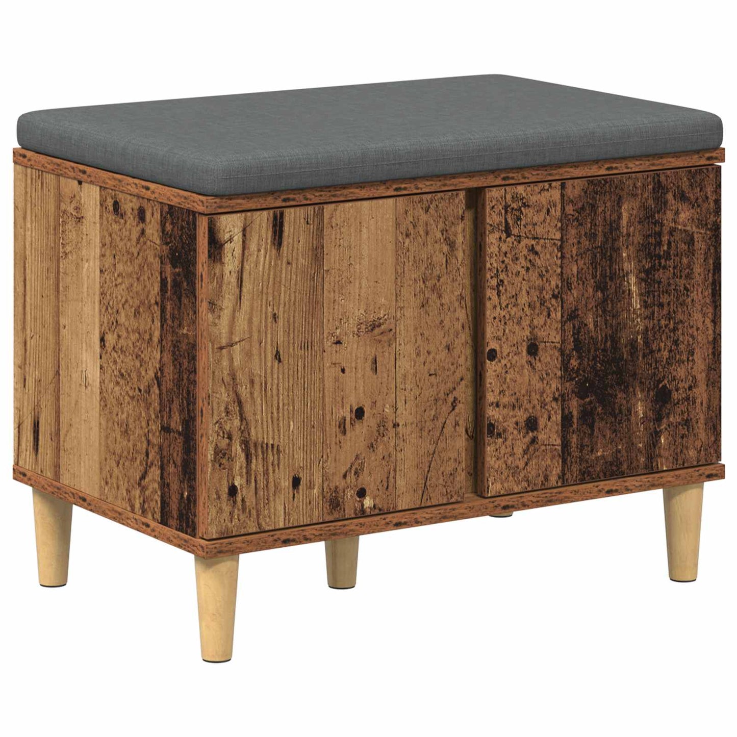 Hall Bench Old Wood 60 x 38 x 46 cm Engineered Wood and Fabric