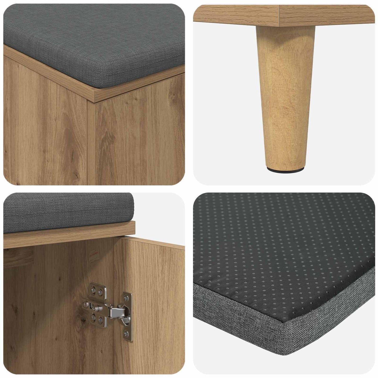 Hall Bench Artisan Oak 60 x 38 x 46 cm