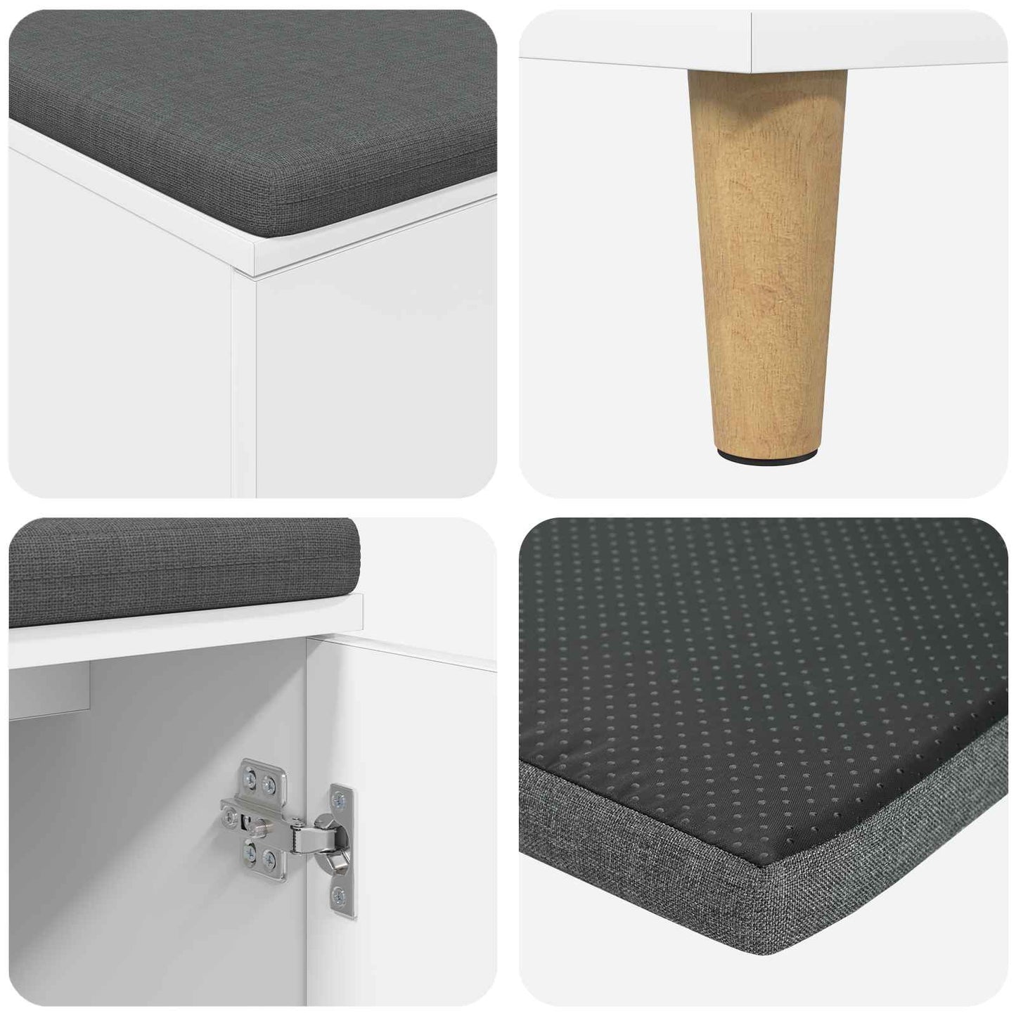 Hall Bench White 80 x 38 x 46 cm Engineered Wood and Fabric
