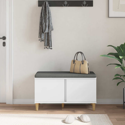Hall Bench White 80 x 38 x 46 cm Engineered Wood and Fabric