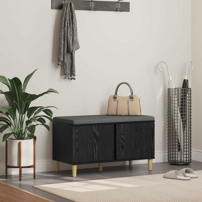 Hall Bench Black Oak 80 x 38 x 46 cm Engineered Wood and Fabric