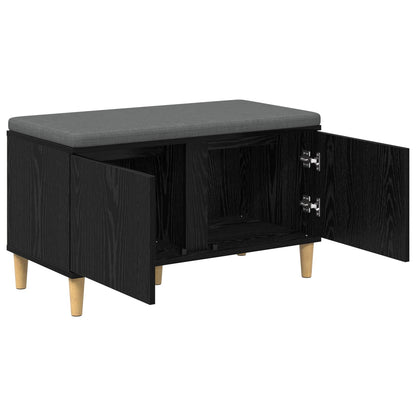 Hall Bench Black Oak 80 x 38 x 46 cm Engineered Wood and Fabric