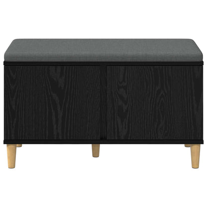 Hall Bench Black Oak 80 x 38 x 46 cm Engineered Wood and Fabric