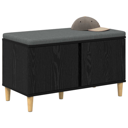 Hall Bench Black Oak 80 x 38 x 46 cm Engineered Wood and Fabric