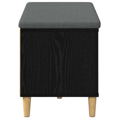 Hall Bench Black Oak 80 x 38 x 46 cm Engineered Wood and Fabric