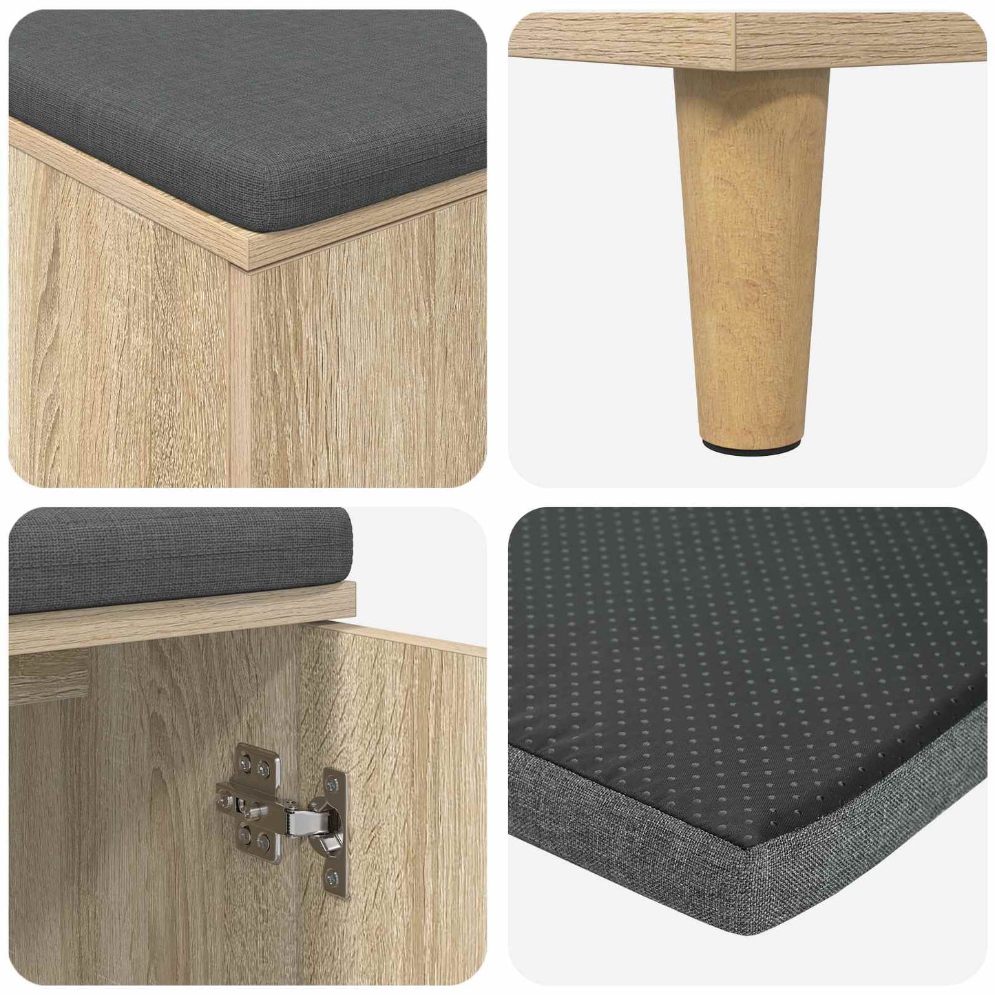 Hall Bench with Cushion with Storage Sonoma Oak 80 x 38 x 46 cm