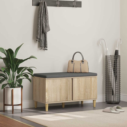 Hall Bench with Cushion with Storage Sonoma Oak 80 x 38 x 46 cm