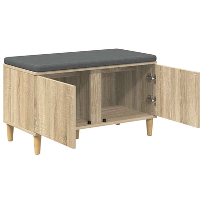 Hall Bench with Cushion with Storage Sonoma Oak 80 x 38 x 46 cm