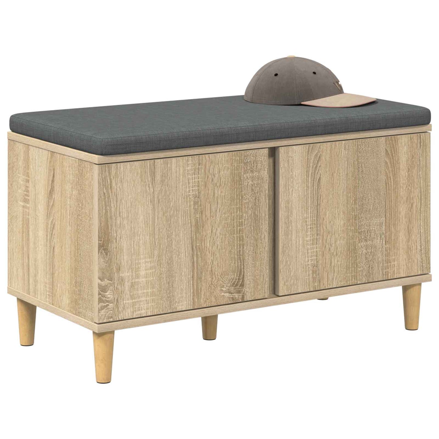 Hall Bench with Cushion with Storage Sonoma Oak 80 x 38 x 46 cm