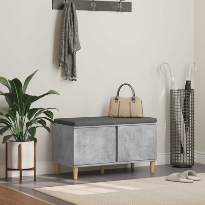 Hall Bench with Cushion with Door Concrete Grey 80 x 38 x 46 cm
