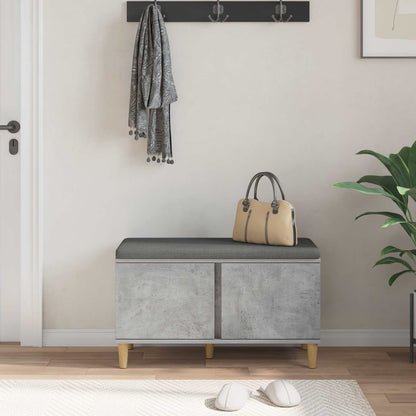 Hall Bench with Cushion with Door Concrete Grey 80 x 38 x 46 cm
