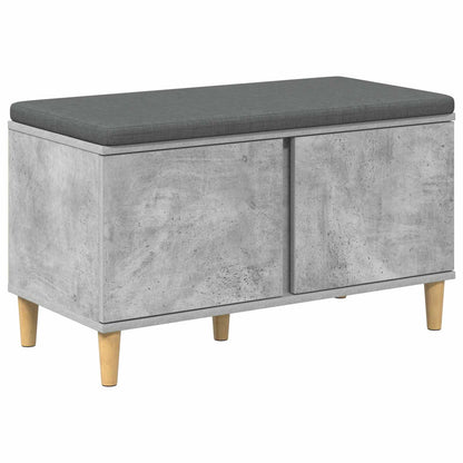 Hall Bench with Cushion with Door Concrete Grey 80 x 38 x 46 cm
