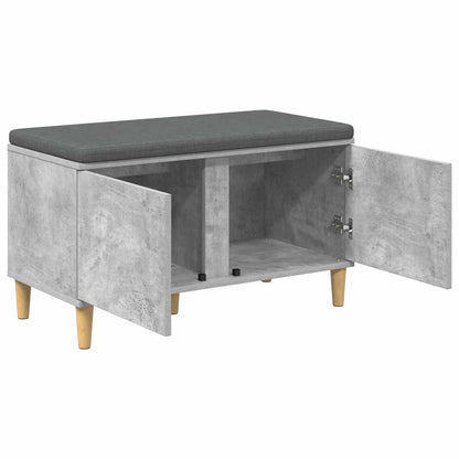 Hall Bench with Cushion with Door Concrete Grey 80 x 38 x 46 cm