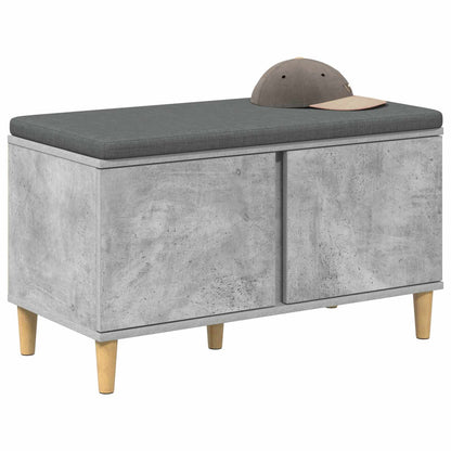 Hall Bench with Cushion with Door Concrete Grey 80 x 38 x 46 cm