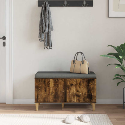 Hall Bench with Cushion with Storage Smoked Oak 80 x 38 x 46 cm