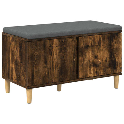 Hall Bench with Cushion with Storage Smoked Oak 80 x 38 x 46 cm