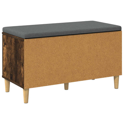 Hall Bench with Cushion with Storage Smoked Oak 80 x 38 x 46 cm