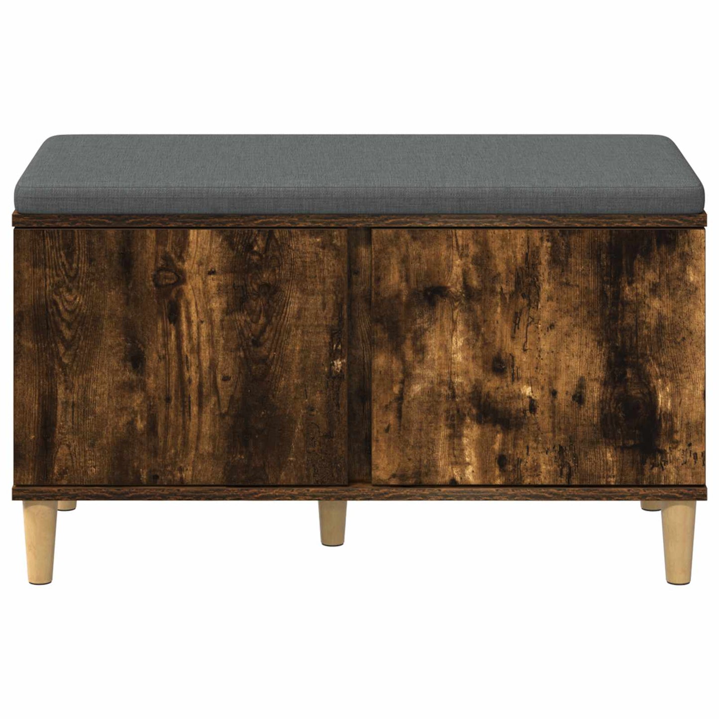Hall Bench with Cushion with Storage Smoked Oak 80 x 38 x 46 cm