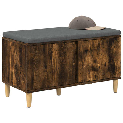 Hall Bench with Cushion with Storage Smoked Oak 80 x 38 x 46 cm