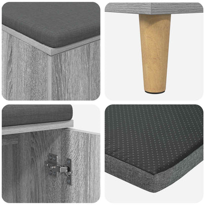 Hall Bench with Cushion with Door Grey Sonoma 80 x 38 x 46 cm