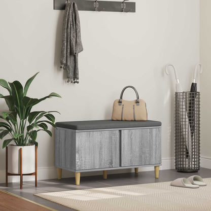 Hall Bench with Cushion with Door Grey Sonoma 80 x 38 x 46 cm