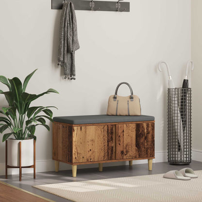 Hall Bench Old Wood 80 x 38 x 46 cm Engineered Wood and Fabric